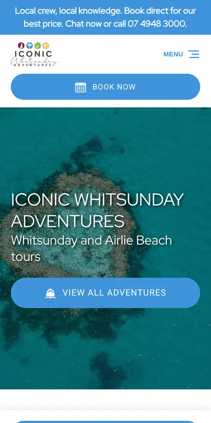 Iconic Whitsunday Adventures website on a phone