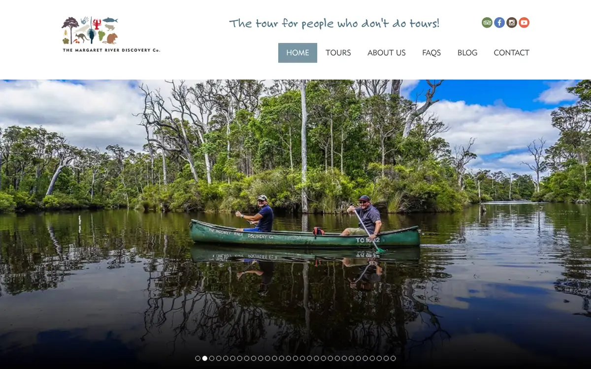 Margaret River Discovery Co website on a laptop