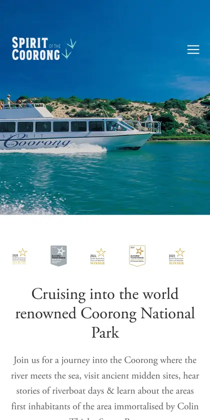 Spirit of the Coorong website on a phone