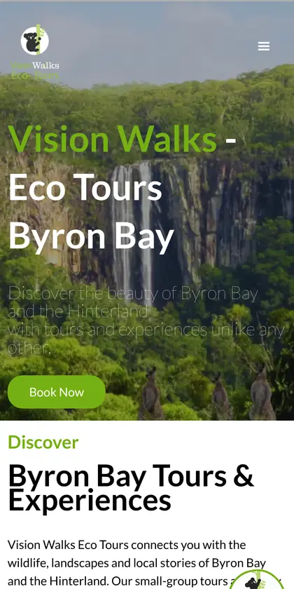 Vision Walks Eco Tours website on a phone