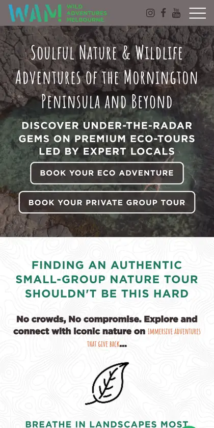 Wild Adventures Melbourne website on a phone